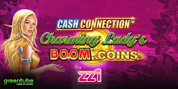 Interface do jogo de slot Cash Connection Charming Lady’s Boom Coins